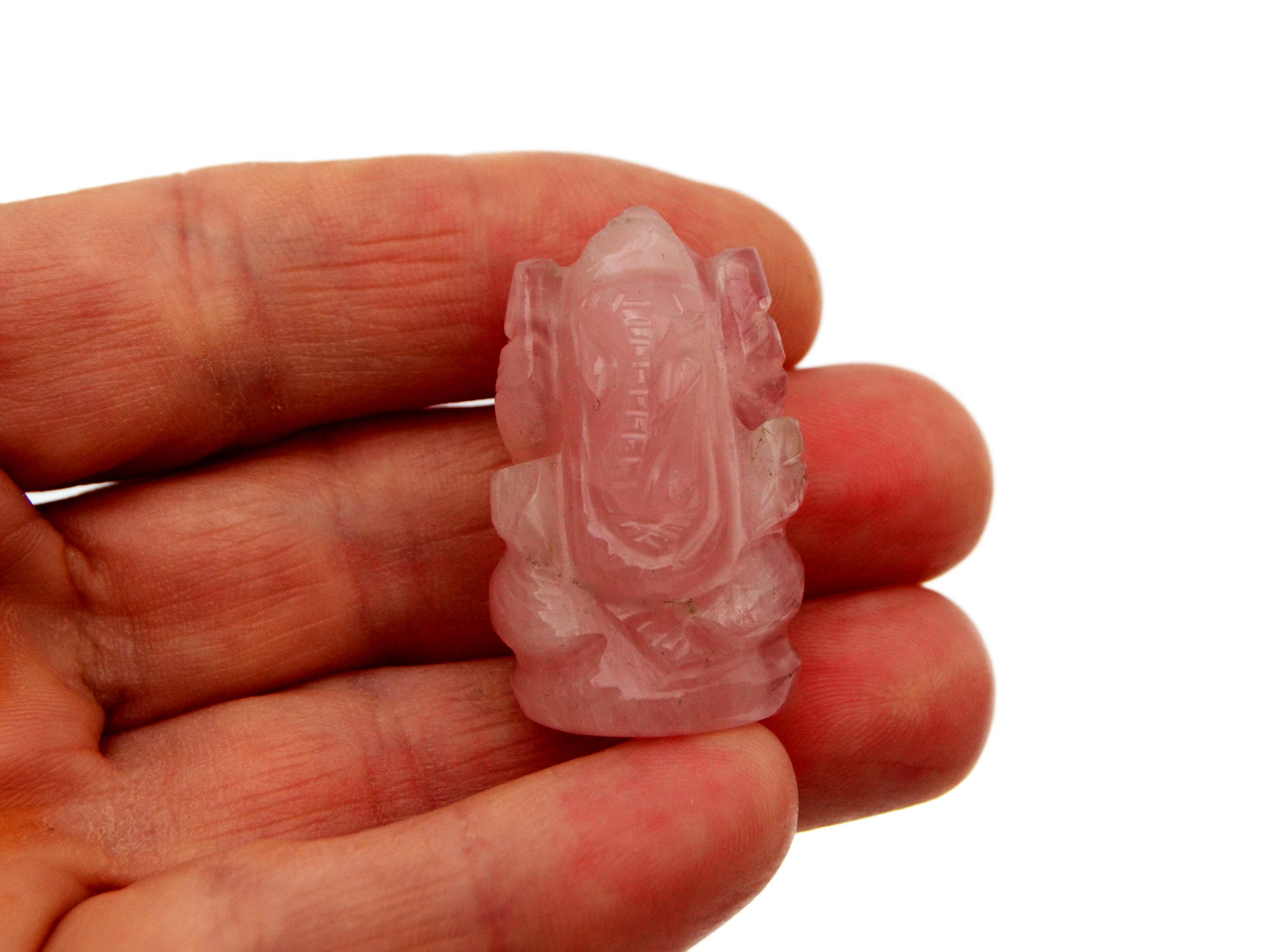 Kaia & Crystals - Wholesale Spiritual Stone/Crystal - Mini Rose Quartz Ganesha Sculputure (30mm - 35mm) - Hand Carved Stone6