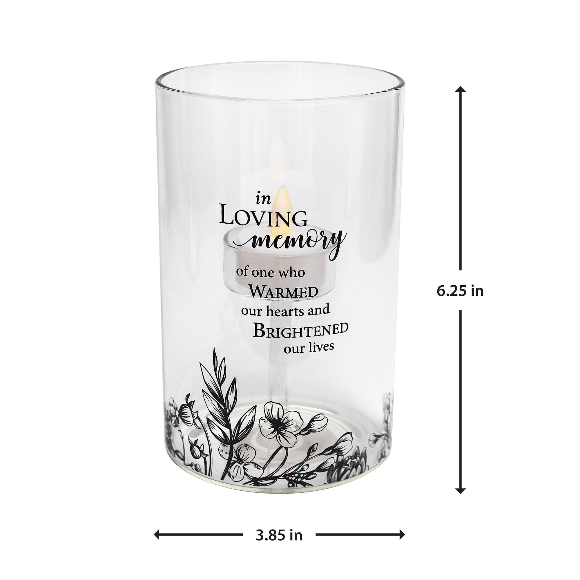 Lillian Rose - Wholesale Candle Holder - Lillian Rose "In Loving Memory" Floral Glass LED Candle1