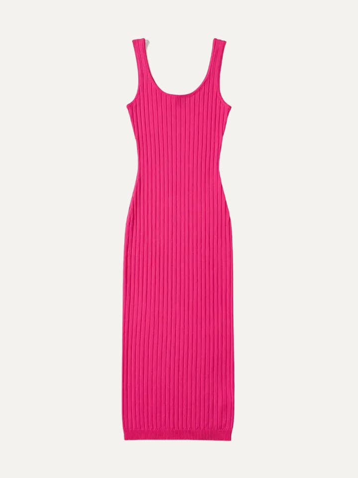 Milos Rib Knit Midi Dress Pink for wholesale by Jasmine Alexa