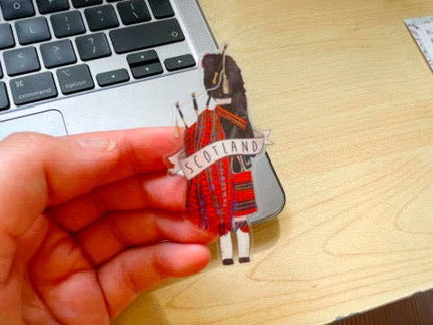 The Curious Cactus - Wholesale Phone & Laptop Stickers - Scotland Bagpiper Clear Sticker1