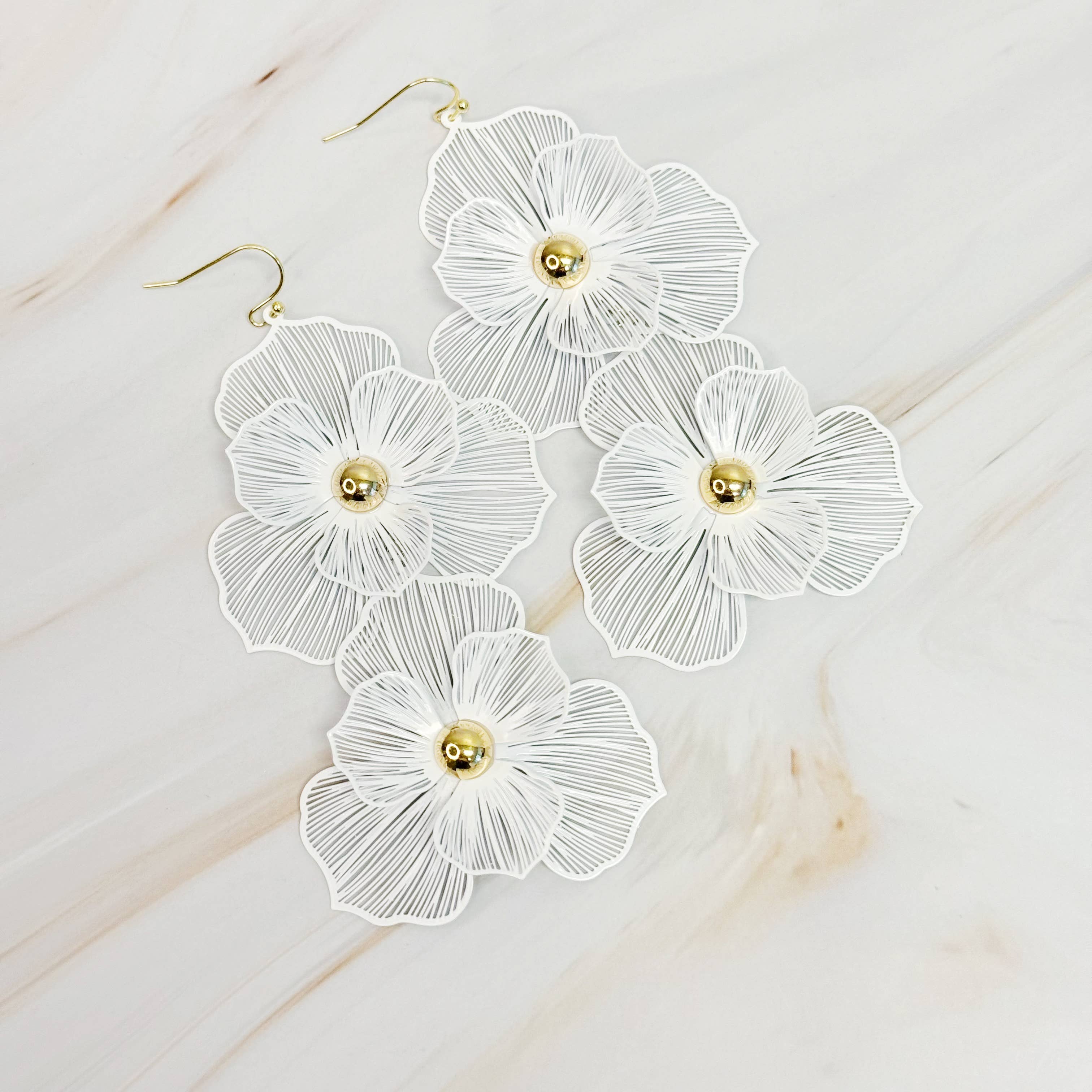 Ellison+Young - Wholesale Dangle Earrings - Royal Garden Double Bloom Earrings0