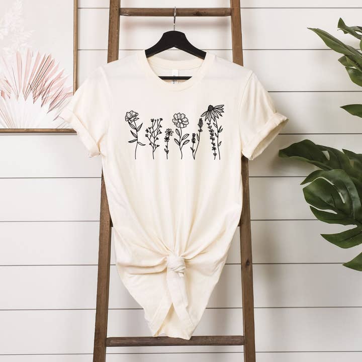 Flower Natural Tee for wholesale by Simply Tees