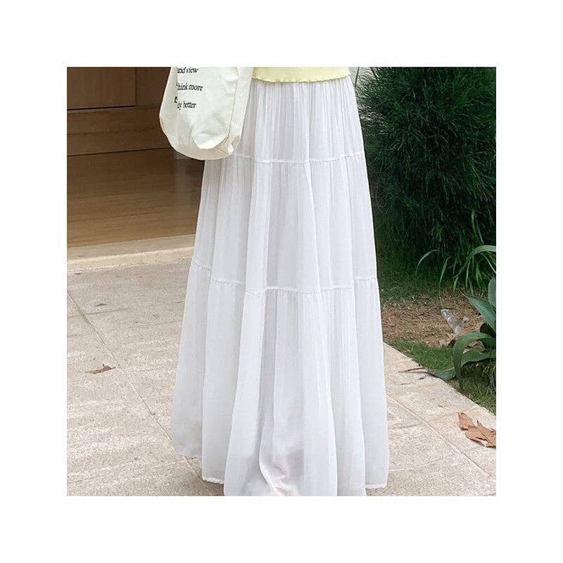 Sheer Trend - Wholesale Skirt - Women's - Tall High Waist A-Line Pleated Skirt5