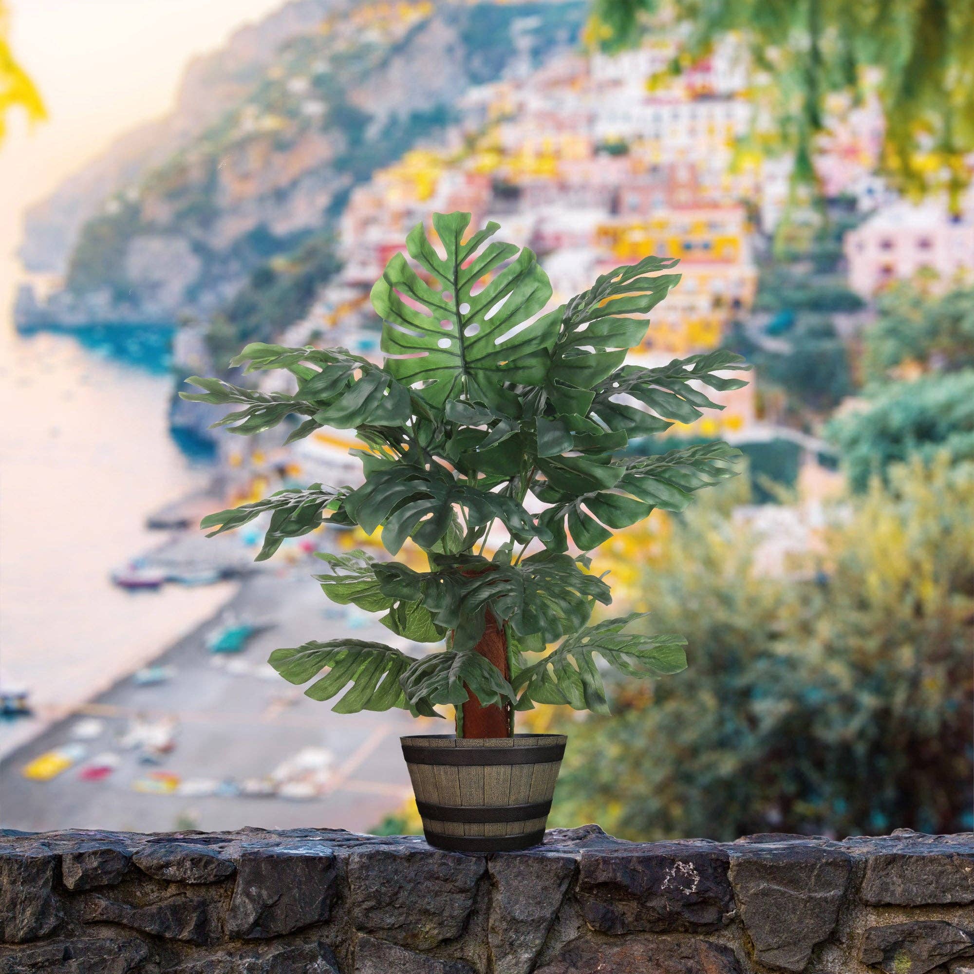 Larksilk - Wholesale Artificial Plant - Silk Monstera House Plant In Black Pot Faux4