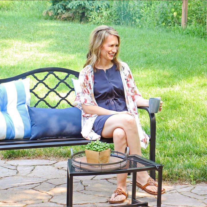 Sunnydaze Decor - Wholesale Bench - 2-Person Lattice Cast Iron Outdoor Garden Bench - Black4