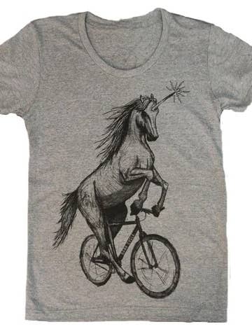 Unicorn On A Bicycle Women's Tee for wholesale by Dark Cycle Clothing