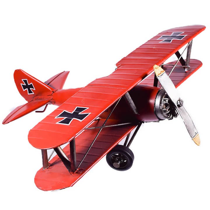 Retro-Dekoratives rotes Metallflugzeug, 35 cm für den Großhandel von giftland