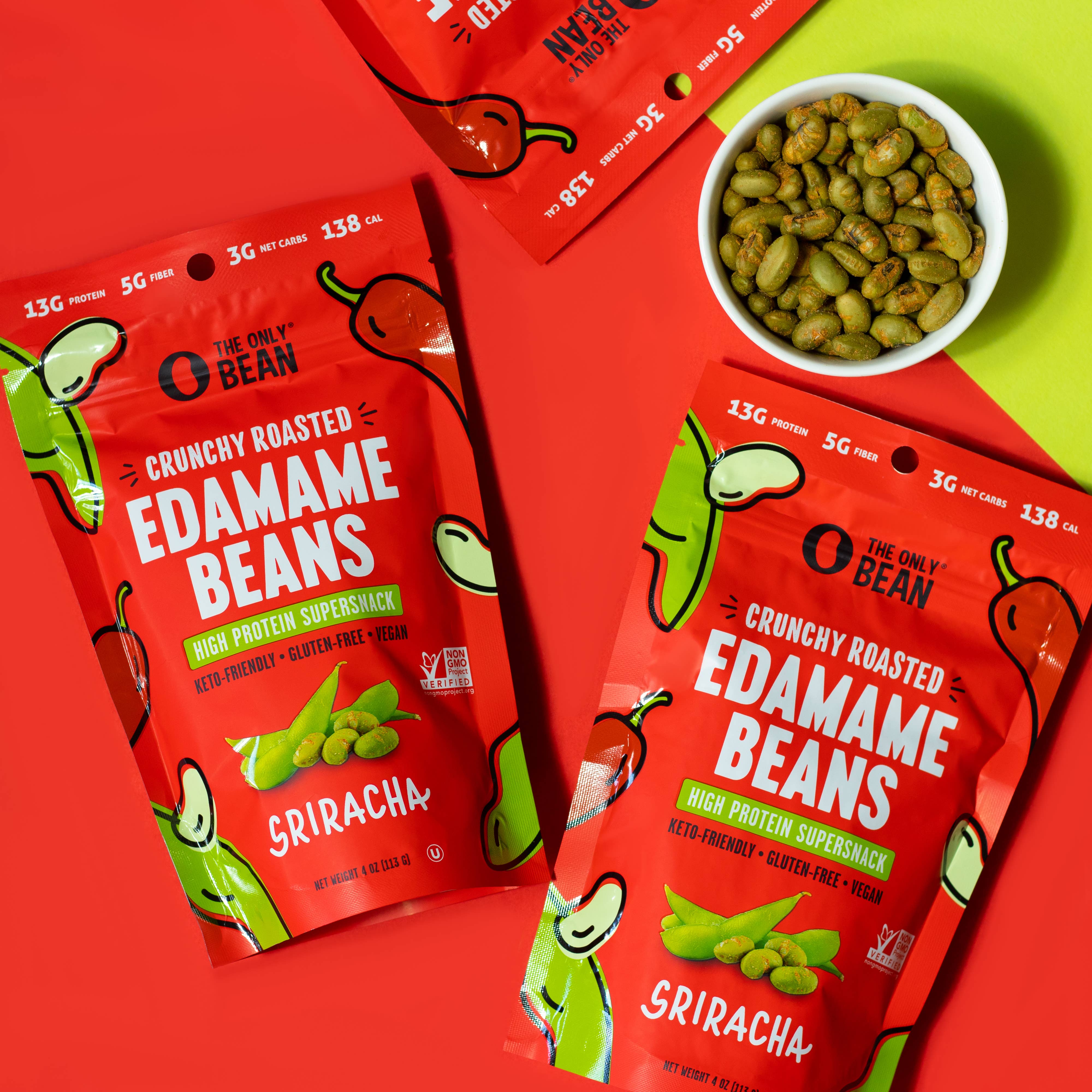 The Only Bean - Wholesale Nuts - Crunchy Roasted Edamame Sriracha - 0.9oz (16 pack)5