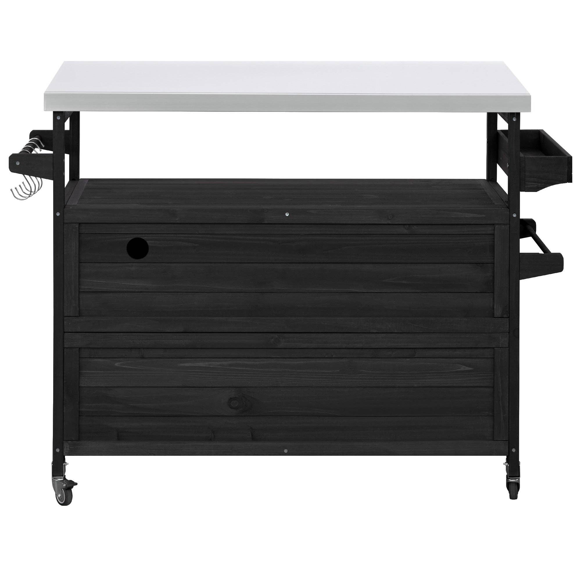 39F Inc. - Wholesale Outdoor Grill Tools - Farmhouse Solid Wood Outdoor Kitchen Island with Steel Top1