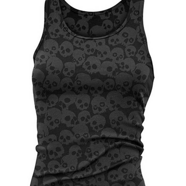 Camiseta sin mangas ajustada con estampado de calaveras estilo punk para venta al por mayor de Tourtiwi