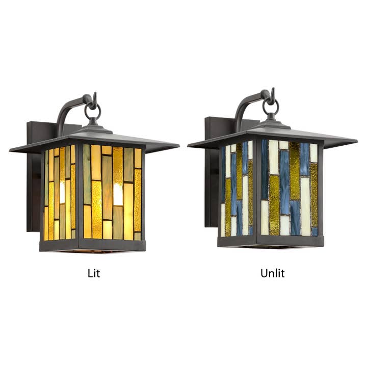 River of Goods - Wholesale Outdoor/Lawn Light - 11.75"H Amber & Gray 1-Light Outdoor Lantern Wall Sconce3