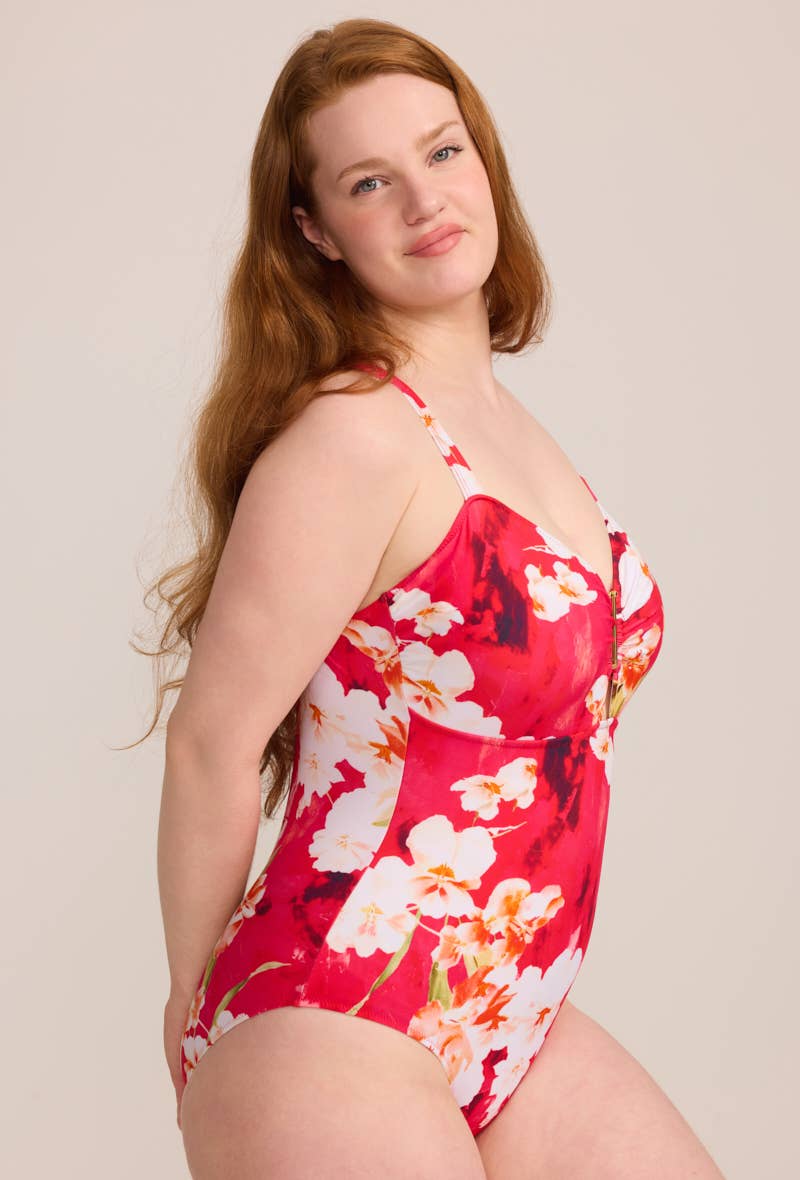 C'MELODIE - Wholesale One Piece Swimsuit - Women's - Plus Size – Floral One-Piece Swimsuit HMD-047 FLOWER4