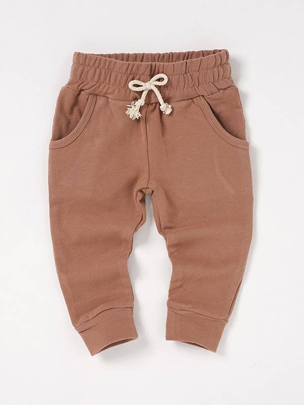 Joggers- Baked Clay: Buttery soft organic cotton pants for wholesale by Mimi & Me