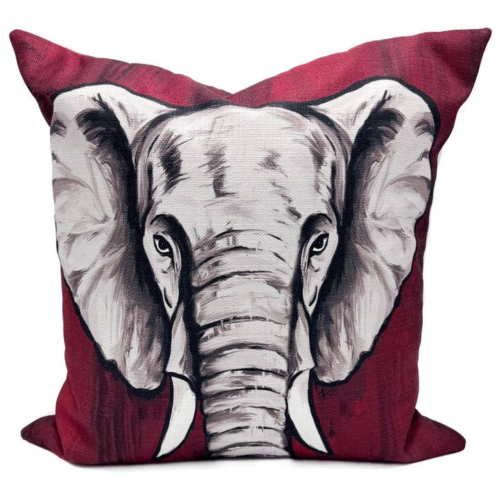 Cuscino Elefante Cremisi per la vendita all'ingrosso da parte di Rachel Brooks Design, LLC