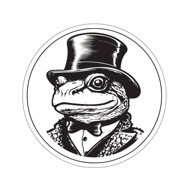 Amphibian Sticker- B/W Frog (customizable) - Circle for wholesale by Needful Things
