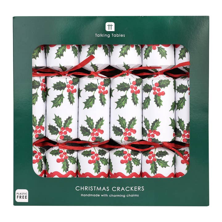 Talking Tables UK - Wholesale Christmas Decoration - Holly White Christmas Crackers - 12 Pack3
