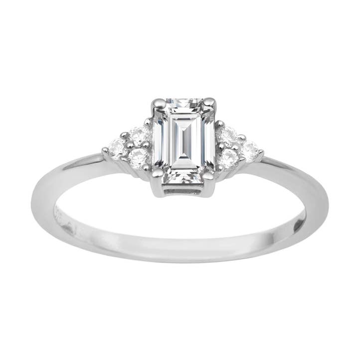 Bague en argent sterling 925 avec moissanite octogonale de 0,5 ct pour la vente par Star Joya