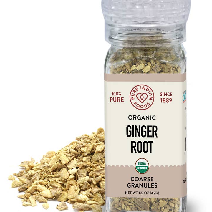 Pure Indian Foods - Wholesale Dried Spice - Ginger Root Coarse Granules, Certified Organic