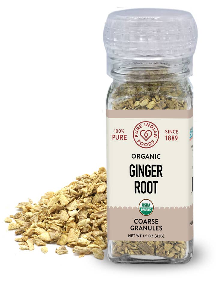Ginger Root Coarse Granules, Certified Organic for wholesale by Pure Indian Foods