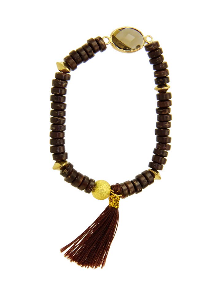 Saachi Kokospärlor med Brun Anslutning Tofsarmband för wholesale av SAACHI
