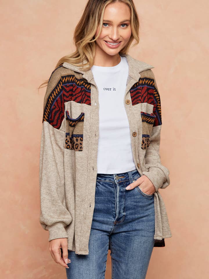 LMT2898-08-BRAVE THE COLD AZTEC SHACKET for wholesale by lovely melody