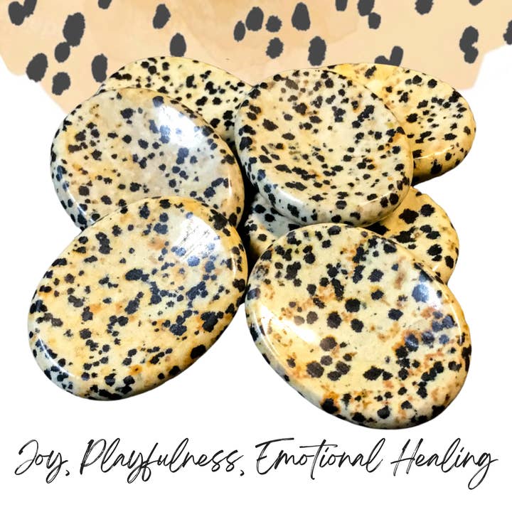 DALMATION JASPER Worry Stone with Information Card Option for wholesale by Essential Wellness - Body, Mind, Spirit