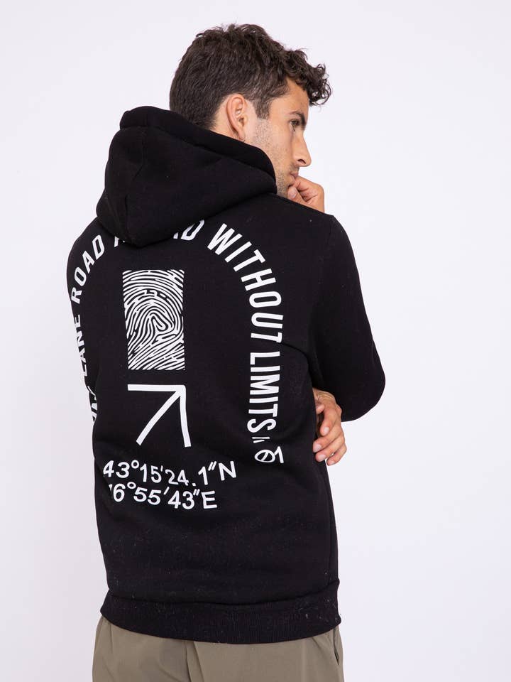 Unisex “Empreinte” Print Hoodie - Black for wholesale by AARHON