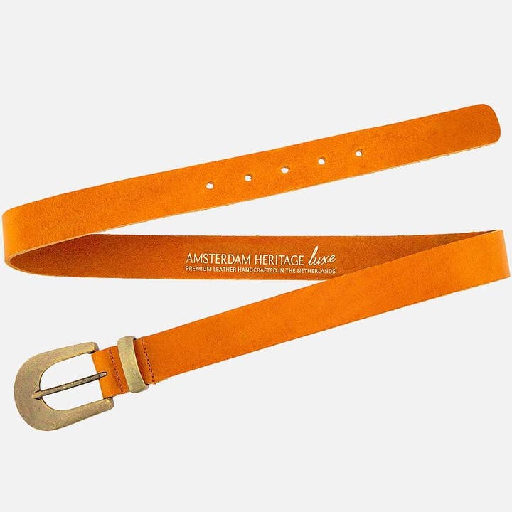 Amsterdam Heritage Leather Belts, Bags, Jackets & Apparel - Vente Ceinture – femme - FABRIQUÉ SUR COMMANDE Annie | Ceinture fine en cuir avec boucle dorée pour femme24