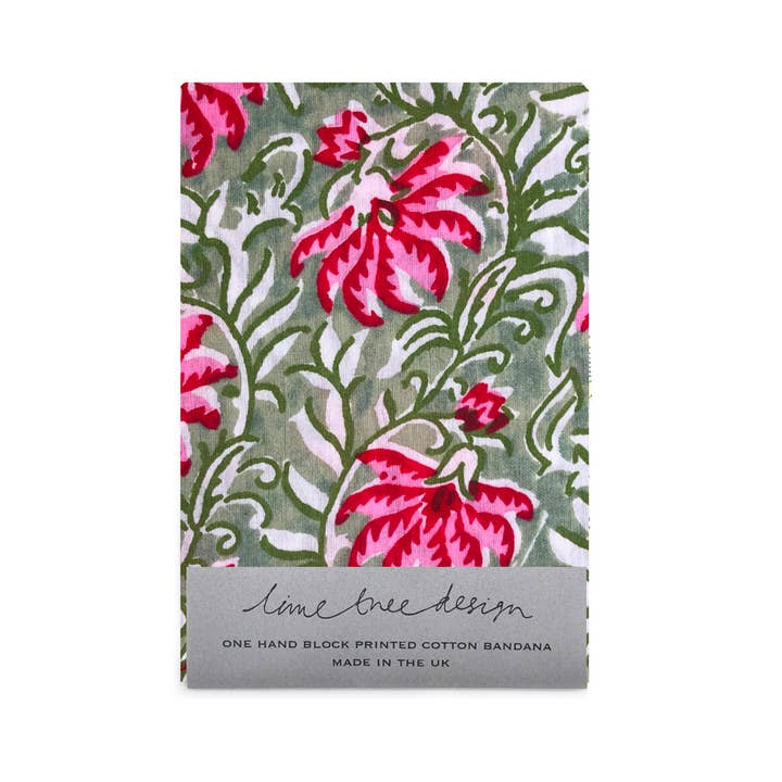 Single Cotton Bandana: Jaipur Green - Unit of 4 for wholesale by Lime Tree Design - US