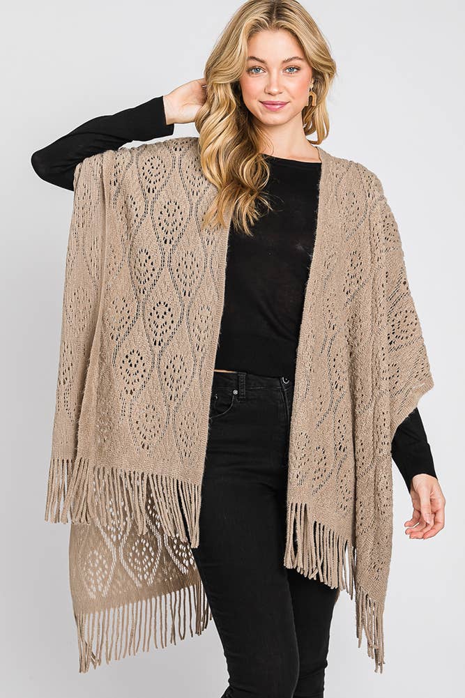 Hana - Wholesale Cardigan - Dames - Paisley Pattern Fringe Ruana15