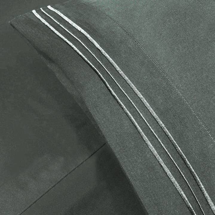 home mart goods - Wholesale Sheet Set - Dark Grey 200 Embroidery Soft Sheet Set Wrinkle Resistant