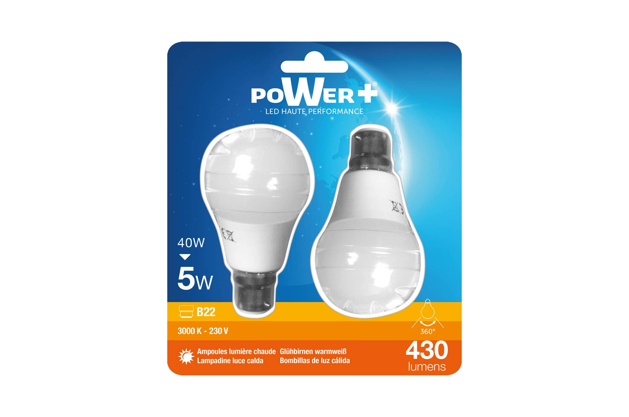 CP INTERNATIONAL - Wholesale Light Bulb/Puck - Set of 2 LED Bulbs B22 5W A55 3000K0