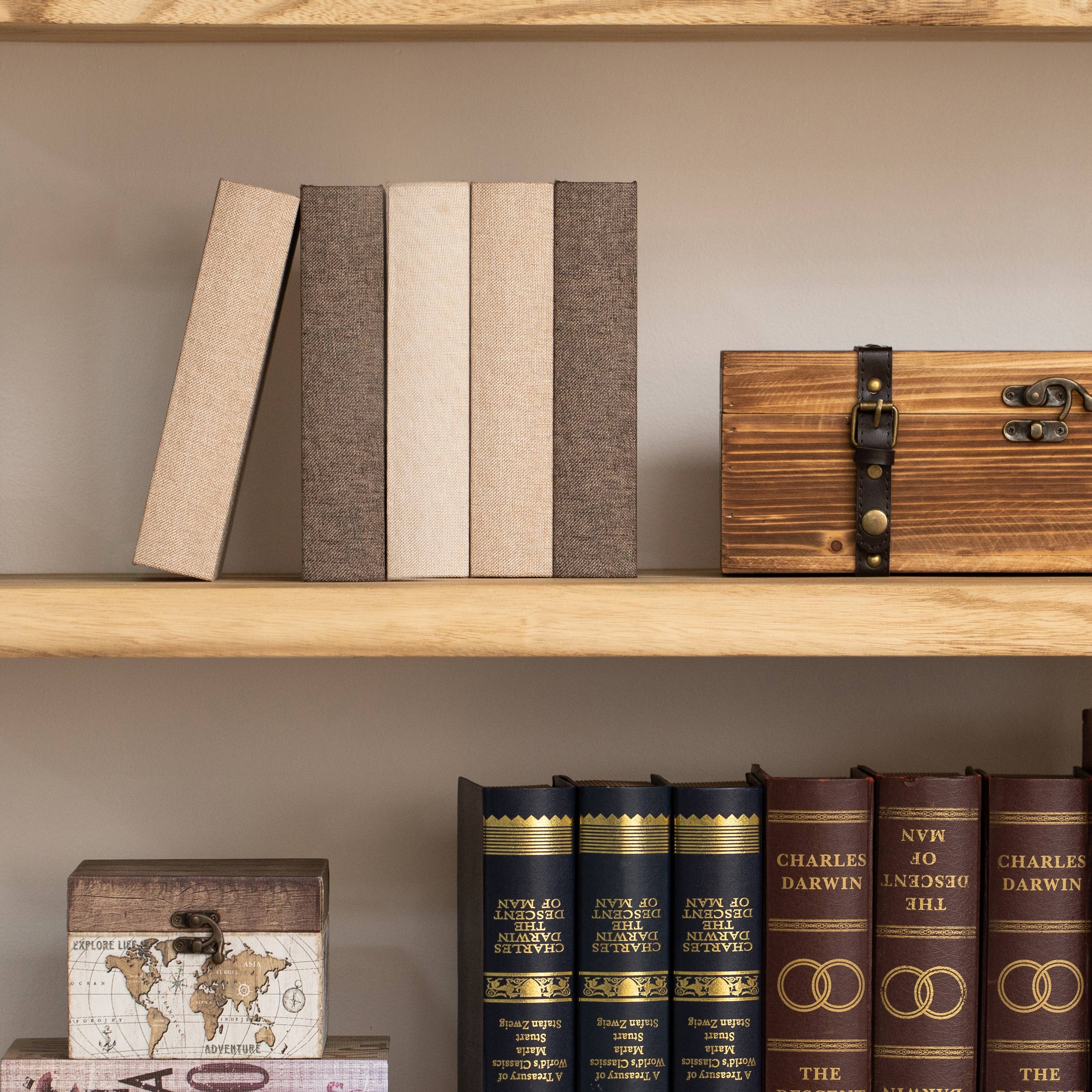 Quickway Imports - Wholesale Decorative Box - Vintiquewise 8" Classic Linen-Covered MDF Book Box2