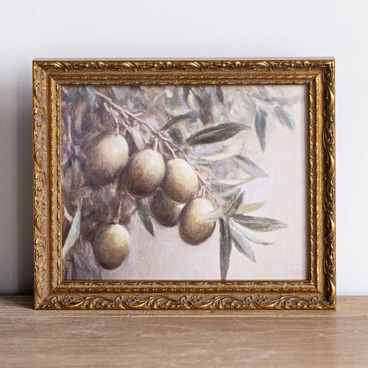 Olives Vintage | Art Encadré en Moulure de Laiton Doré Français pour la vente par Luxe B Co Canada