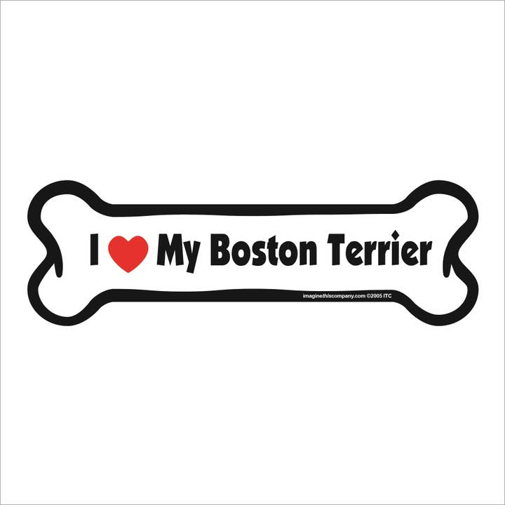 I Love My Boston Terrier - Bone Car Magnet for wholesale by Imagine This Company
