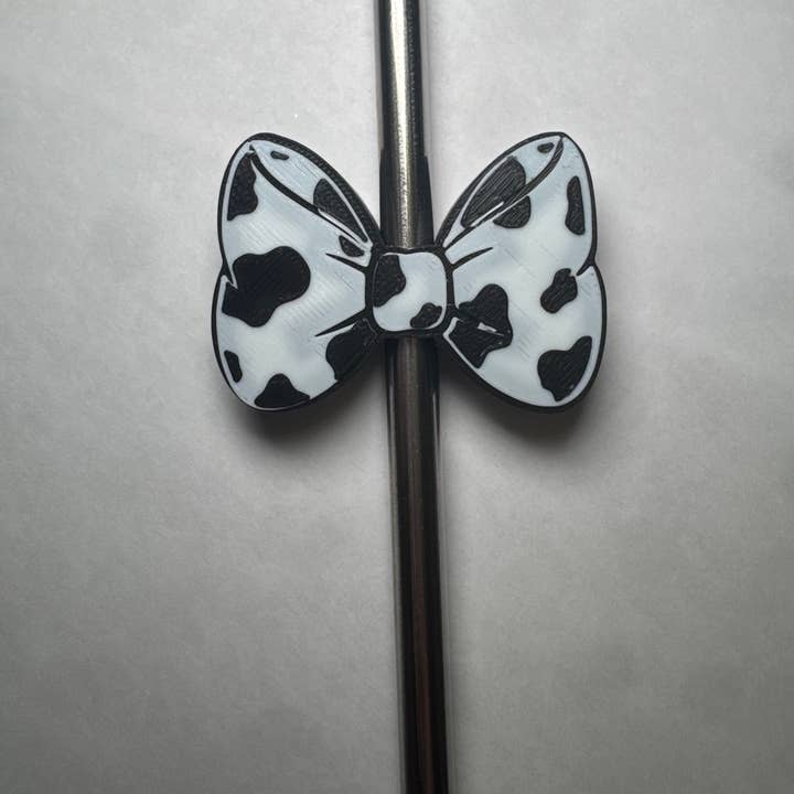 Sweet Rosewood Boutique - Wholesale Drinking Straw - Cow Print Bow Straw Topper1