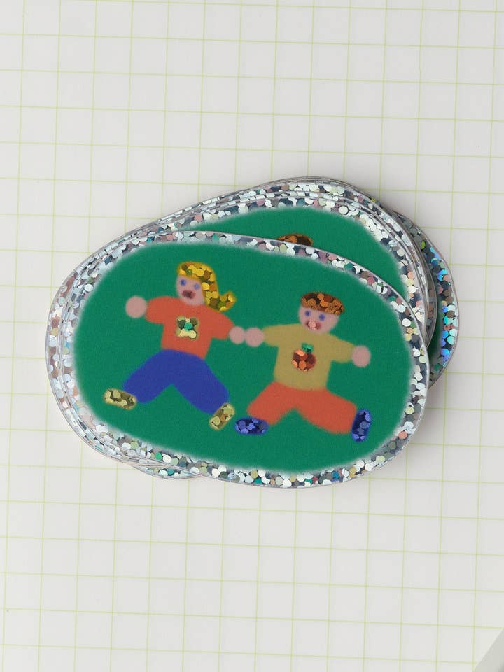 Girl and Boy Holographic Sticker for wholesale by Claire Paul