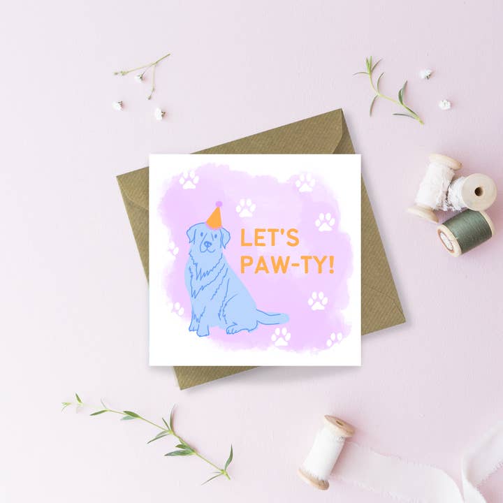 Let's Paw-ty! Greetings Card for wholesale by Sayers Studio