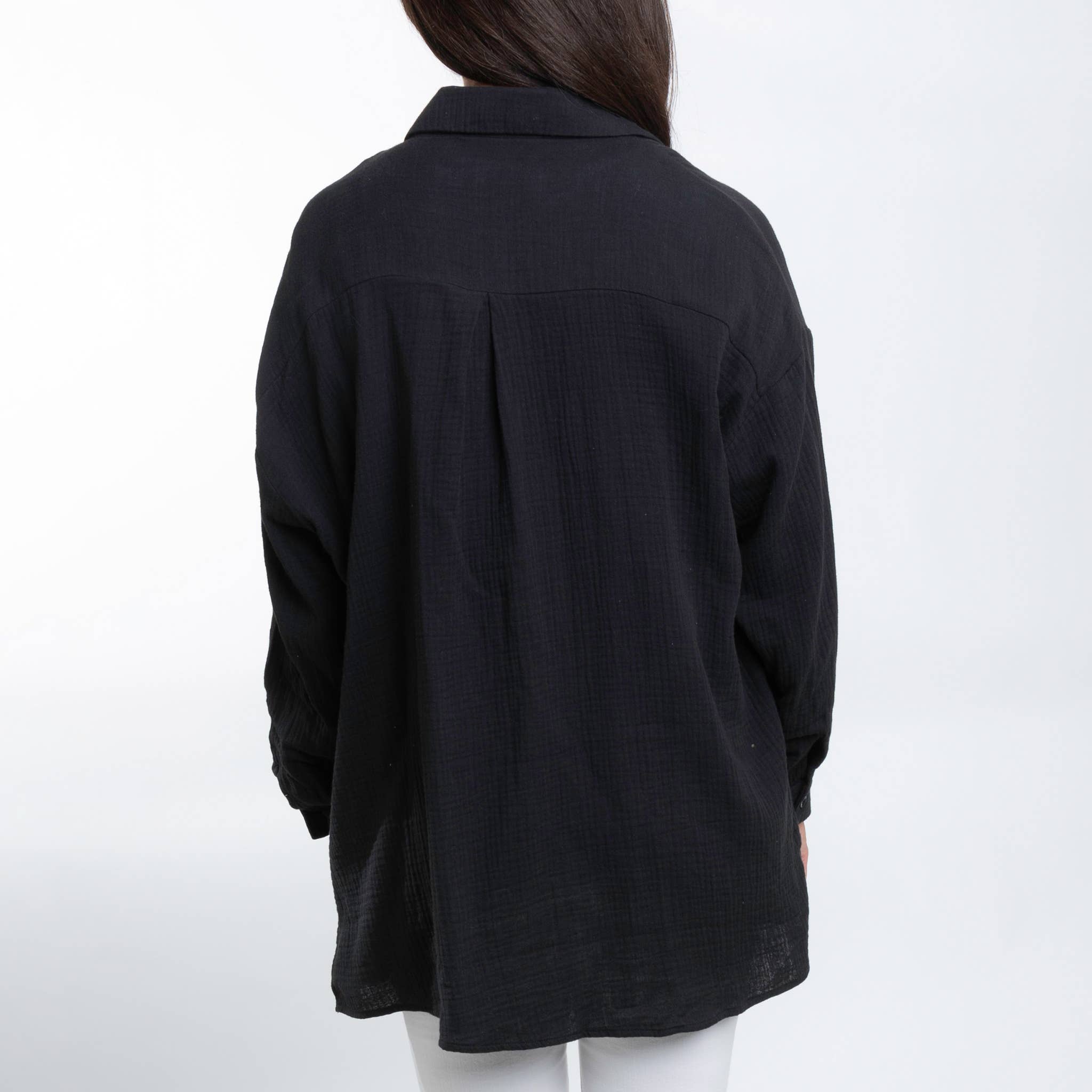 Elsie & Zoey - Wholesale Button Down Shirt - Women's - Button Up Top Aaliyah Gauze Long Sleeve8