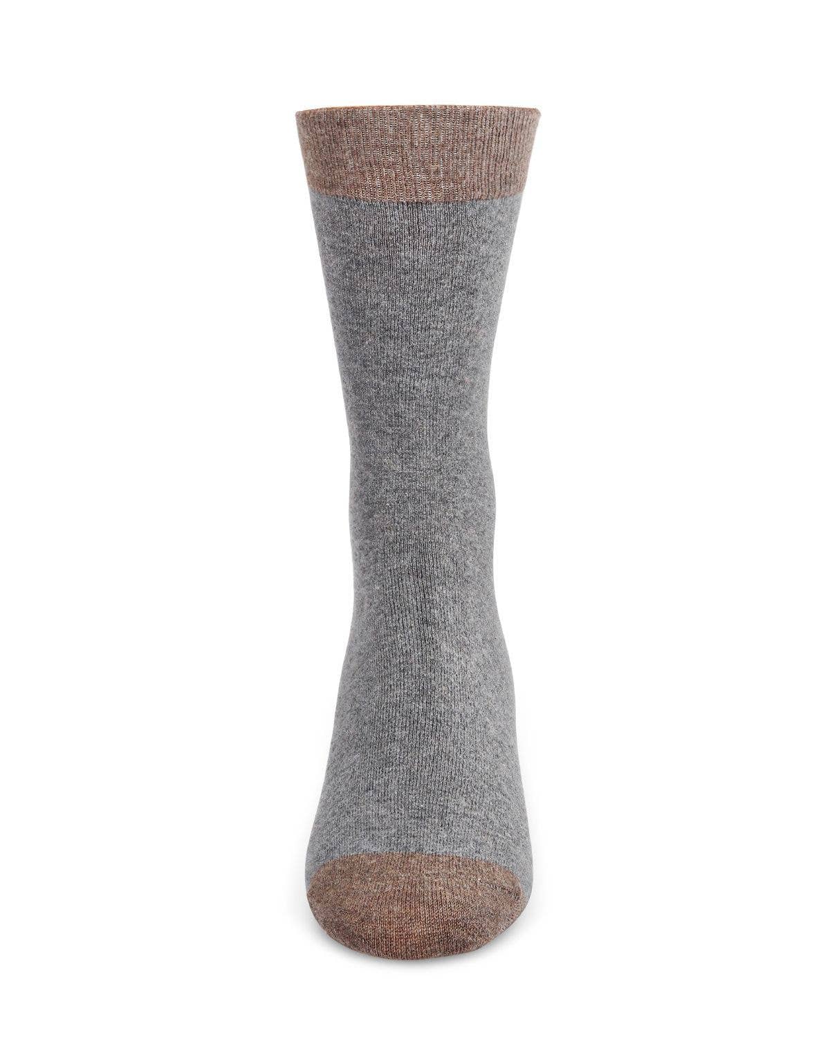 Med Gray Heather Men's Fancy Heels Luxuriously Soft Cashmere Blend Crew Sock for wholesale on Faire1