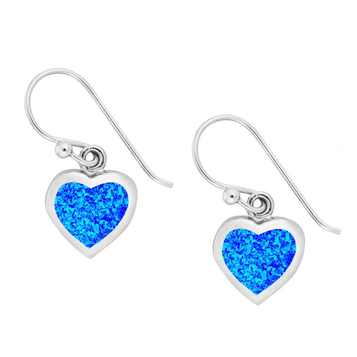 Orecchini a Cuore con Opale Blu (USA-DDP) per la vendita all'ingrosso da parte di Silver Jewellery Cavern Wholesale