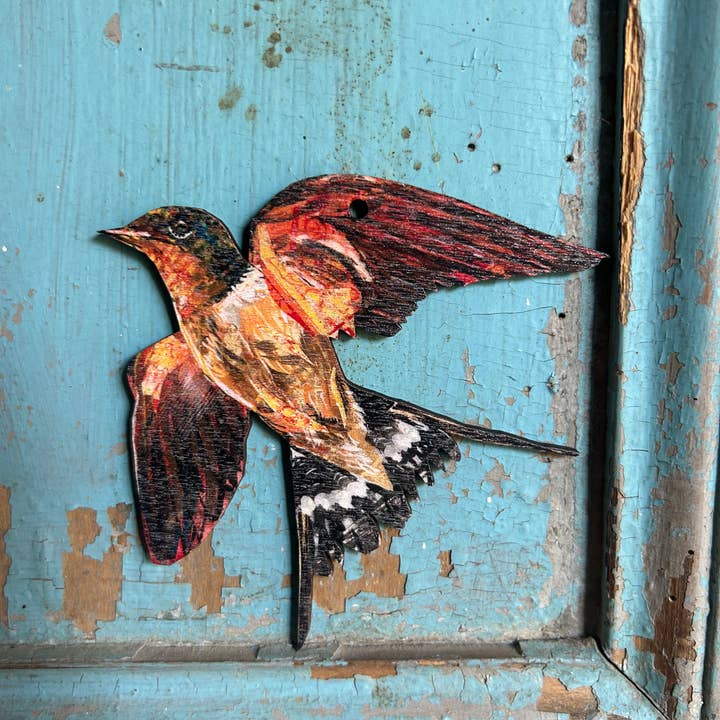 Clare O’Neill Artworks - Wholesale Christmas Decoration - Swallow birch plywood decoration2