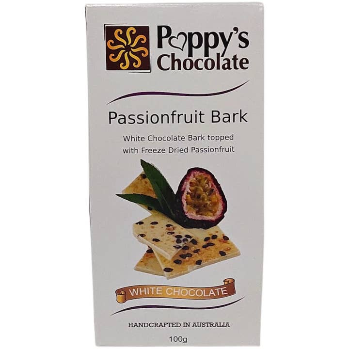 Poppy's Chocolate - Wholesale Chocolate bar - Passionfruit and White Chocolate Bark 100g1