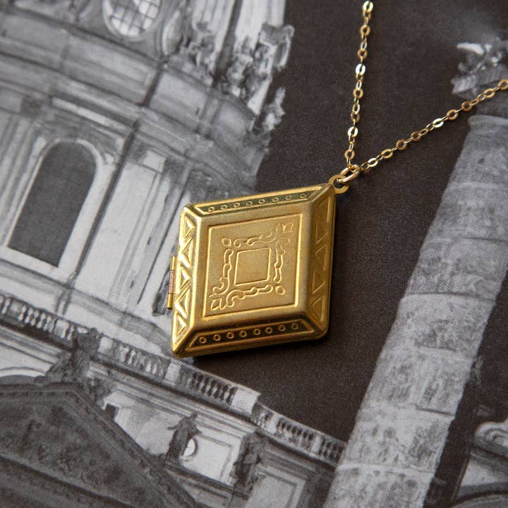 Kindred Objects - Wholesale Locket Necklace - Vintage Large Diamond Locket Necklace