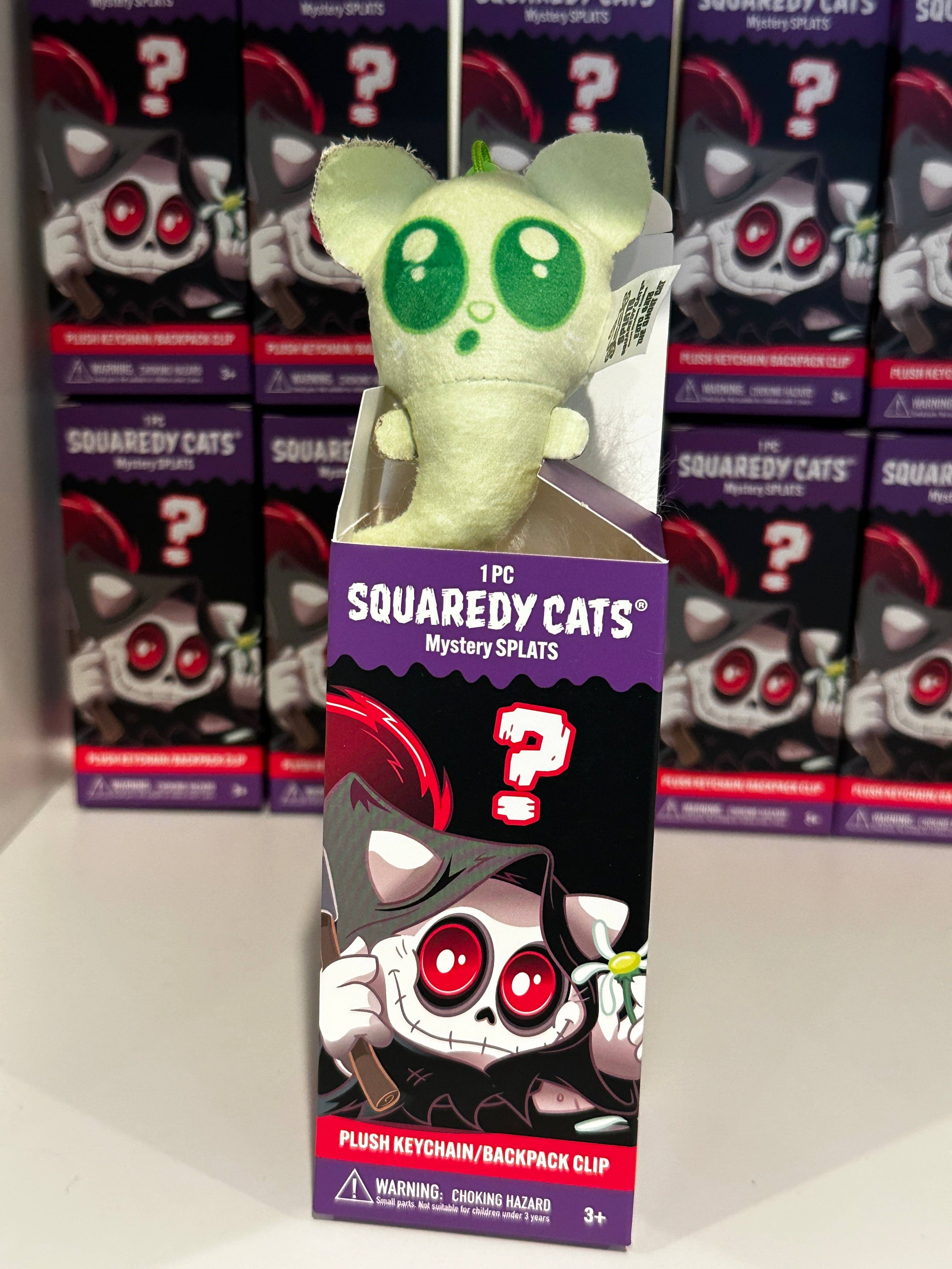 Squaredy Cats - Wholesale Keychain - Unisex - 0h_New! 10 Pack Squaredy Cats Mystery Splats Plush Keychain/Backpack Clip in mystery box SET5