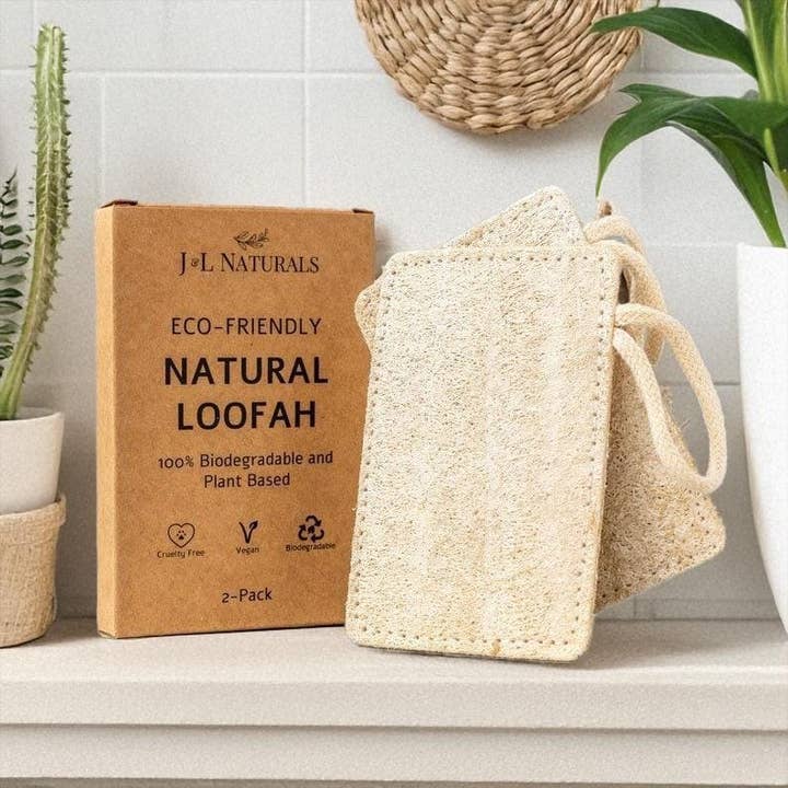 Natural Loofah Pad 2-Pack for wholesale by J&L Naturals