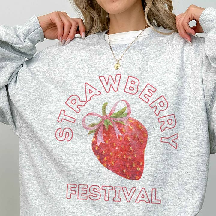STRAWBERRY FESTIVAL Oversized Graphic Sweatshirt for wholesale by BLUME & CO.