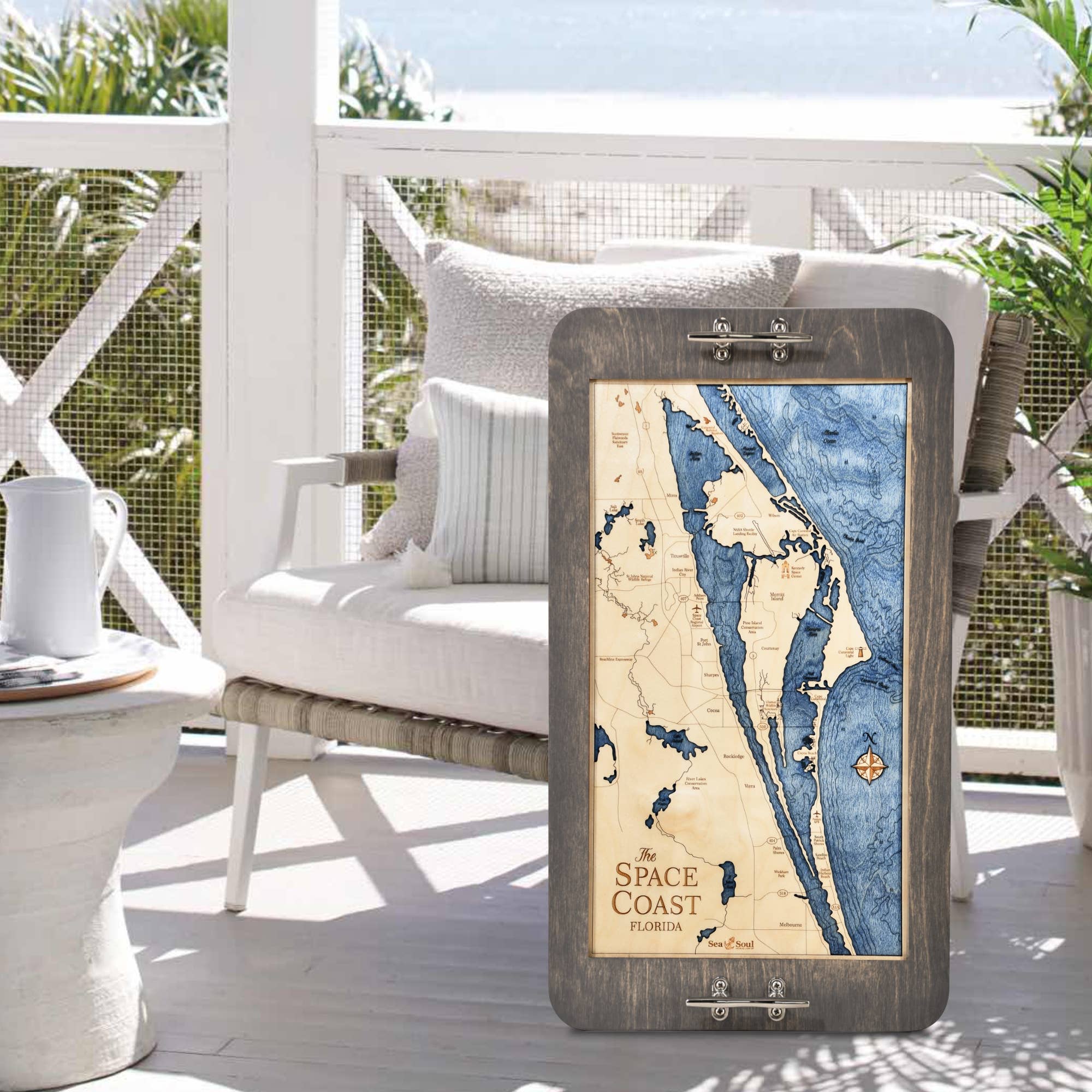 Sea & Soul Nautical Chart Art – Großhandel Serviertabletts – Küsten-Florida Nautische 3D-Holzkarte Serviertablett & Wandkunst33