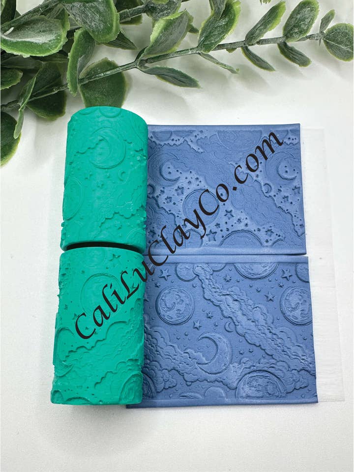 Celestial Clouds Polymer Clay / Cookie Dough Texture Roller for wholesale by CaliLu Clay Co.