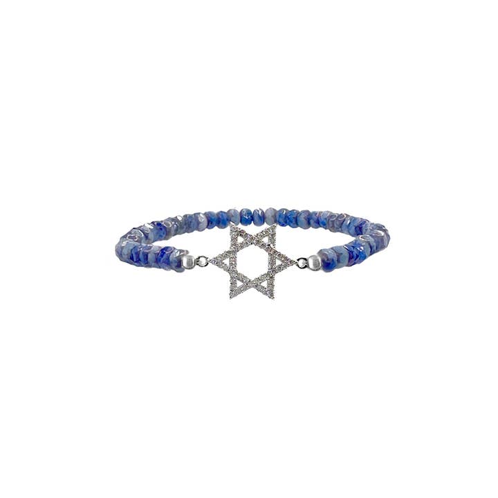 Love, Lisa - Wholesale Charm/Dangle Bracelet - Harper Crystal CZ Star of David Stretch Bracelet Colorful